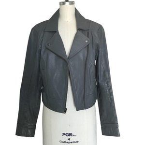 FRENCHI genuine leather gray cropped jacket